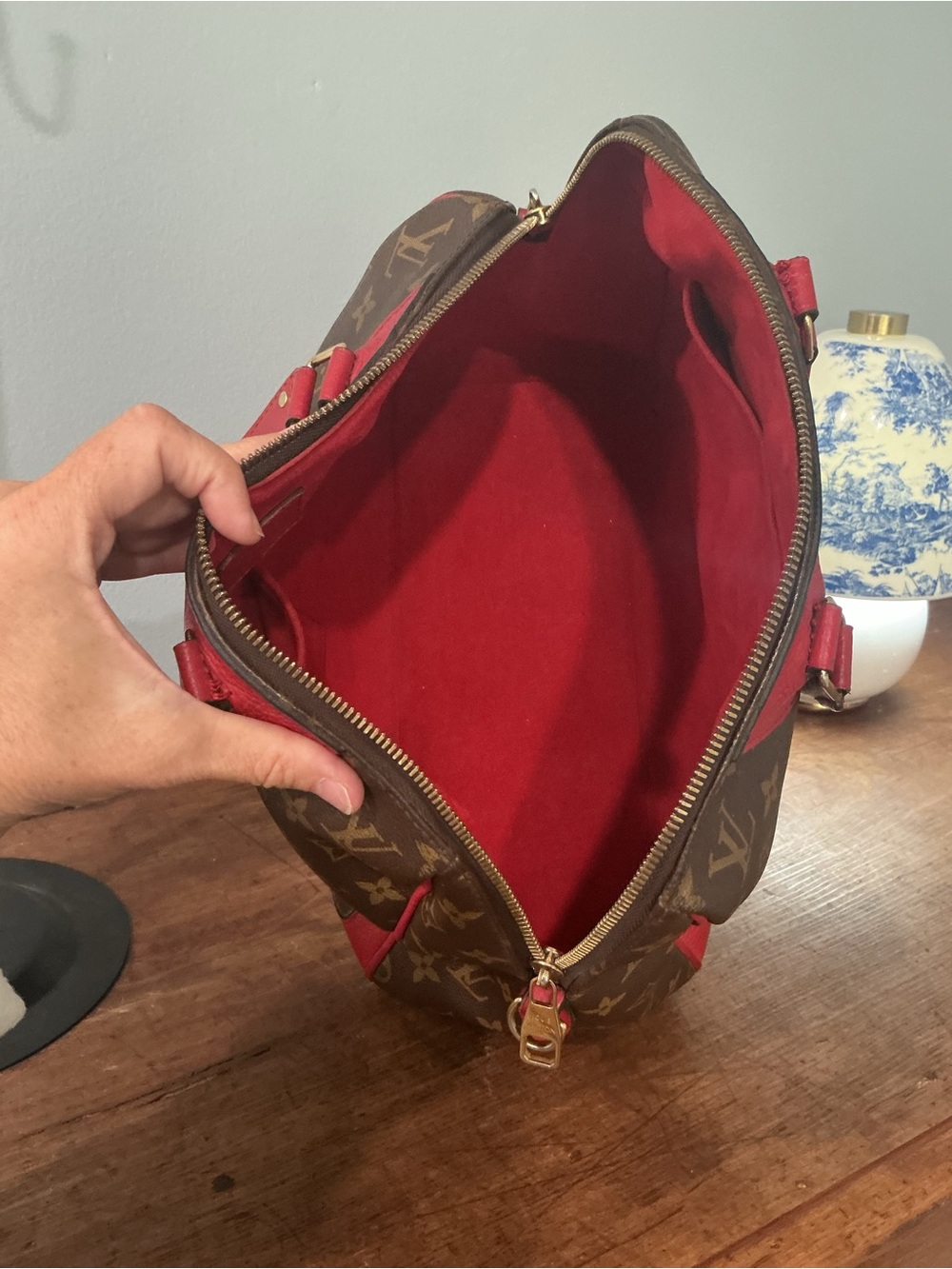 Louis Vuitton Monogram Cherry Red Crossbody Satchel Bag/ COA - Picture 12 of 16